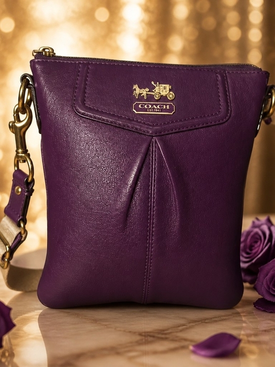 Coach Handbags - COACH Purple Leather Crossbody Bag